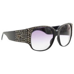 Vintage Emmanuelle Khanh Black Diamanté Sunglasses, Circa: 1980's