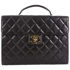 Chanel Vintage CC Briefcase Quilted Lambskin Large