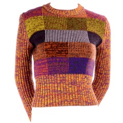 Yves Saint Laurent Vintage Sweater in Orange Burgundy  Purple & Yellow Wool