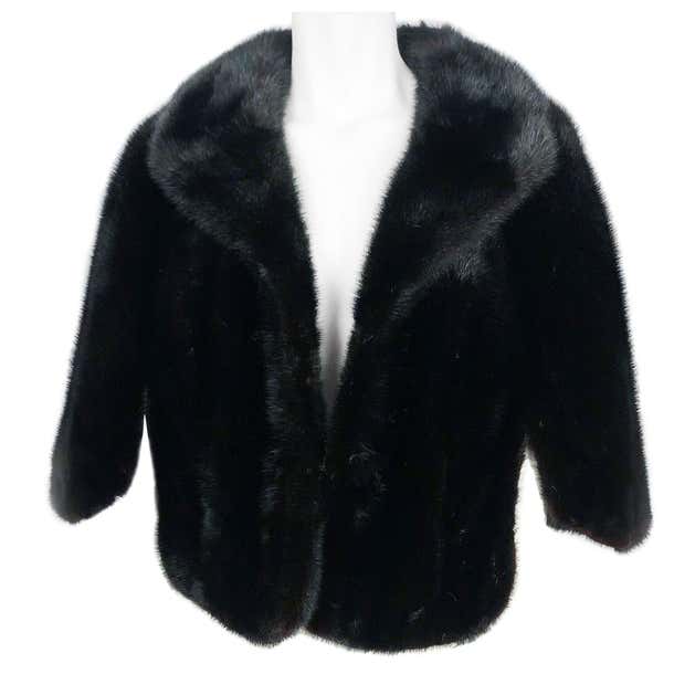 1950s Black Mink Stole With Enlarged Collar For Sale at 1stDibs | mink ...