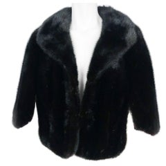 1950s Black Mink Stole With Enlarged Collar