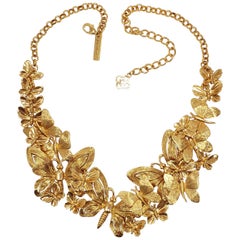 Oscar de la Renta Gold Bold Butterfly Cluster Statement-Halskette