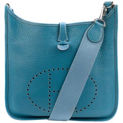 Used Hermes Evelyne Bleu Clemence Leather