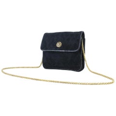 Vintage Chanel Quilted X Lizard Mini Flap 216018 Black Suede Leather Shoulder Bag
