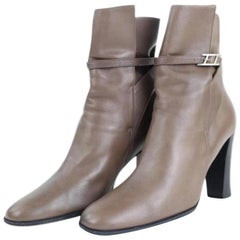 Hermès Brown Joueuse H Logo Ankle (38.5) 1ht916 Boots/Booties