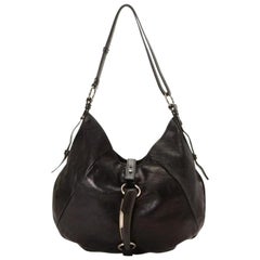 Saint Laurent Mombasa ( Rare ) Xl Hobo 12mt915 Black Leather Shoulder Bag