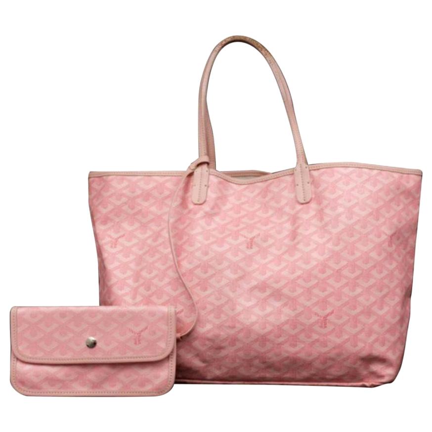 Goyard (Ultra Rare) Chevron St Louis with Pouch 231322 Pink Coated Canvas Tote For Sale