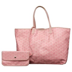Vintage Goyard (Ultra Rare) Chevron St Louis with Pouch 231322 Pink Coated Canvas Tote