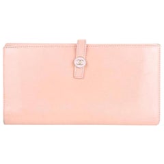 Vintage Chanel Pink Button Line Long 221187 Wallet