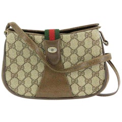 Vintage Gucci Monogram Supreme 233801 Brown Coated Canvas Cross Body Bag