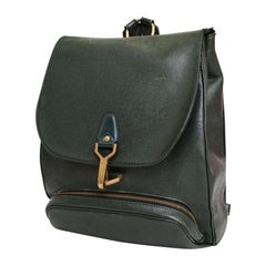 Vintage Louis Vuitton Cassiar 233589 Green Leather Backpack