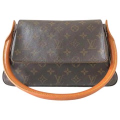 Vintage Louis Vuitton Looping Monogram Mini Pm 232084 Brown Coated Canvas Shoulder Bag