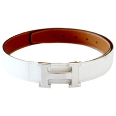 Hermès White Constance Belt 80