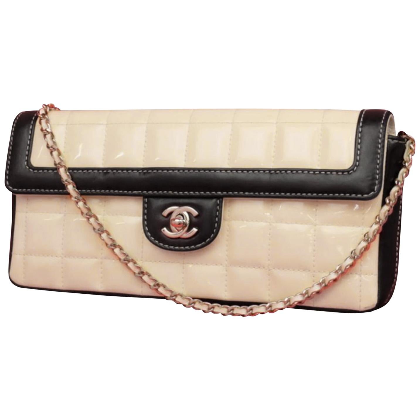 Chanel East West Bicolor Quilted Chocolate Bar Chain Flap 230505 Shoulder  Bag