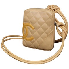 Vintage Chanel Messenger Cambon Quilted Ligne Mini Cross Body 230923 Beige Shoulder Bag