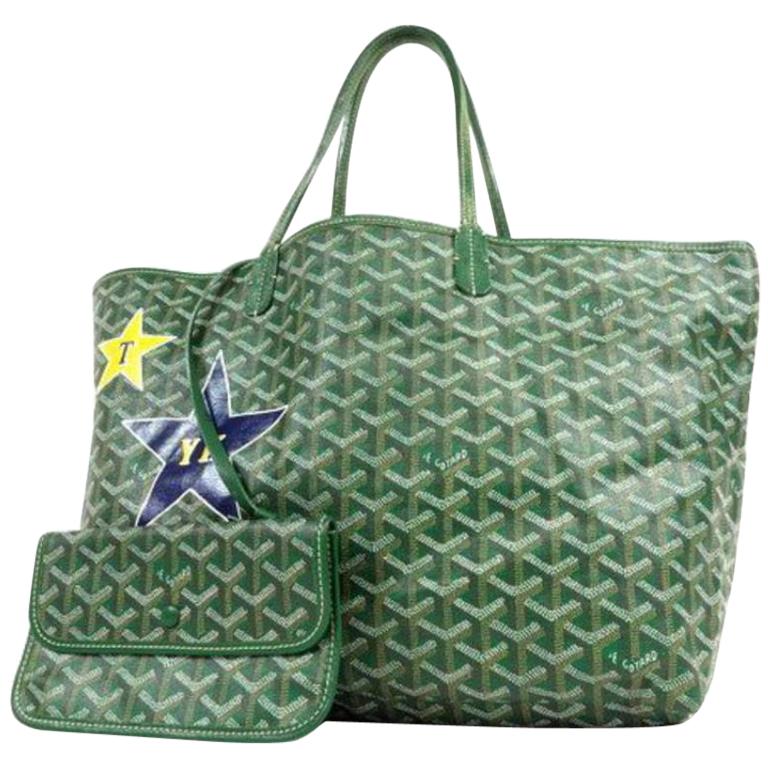 Goyard Limited Stars Chevron Goyardine St Louis with Pouch 233084 Green Tote  For Sale at 1stDibs