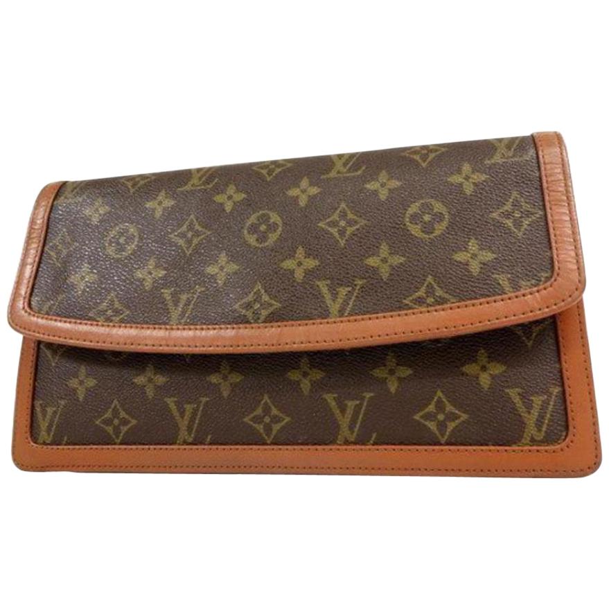Louis Vuitton Monogram Dame Gm Envelope 233068 Brown Coated Canvas Clutch For Sale