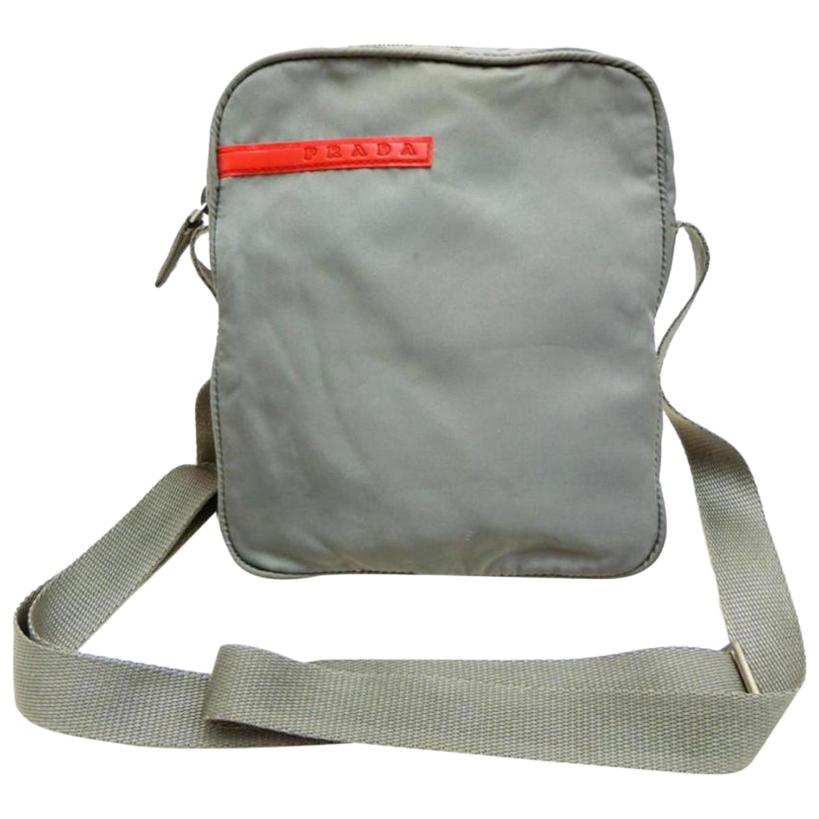 Prada Sports Tessuto Vela Mini Messenger 232179 Grey Nylon Cross Body Bag For Sale