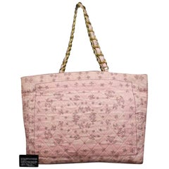 Chanel Extra Large Quilted Kaleidoscope Cc Logo Chain 232846 Pink Cotton Tote
