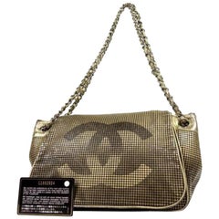 Chanel Ombre Logo Chain Flap 230549 Gold Leather Shoulder Bag