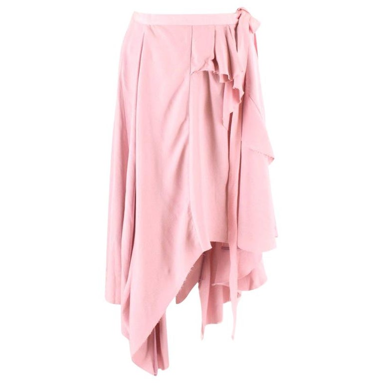 Erika Cavallini Pale Pink Asymmetric Ruffled Skirt US 8 at 1stDibs