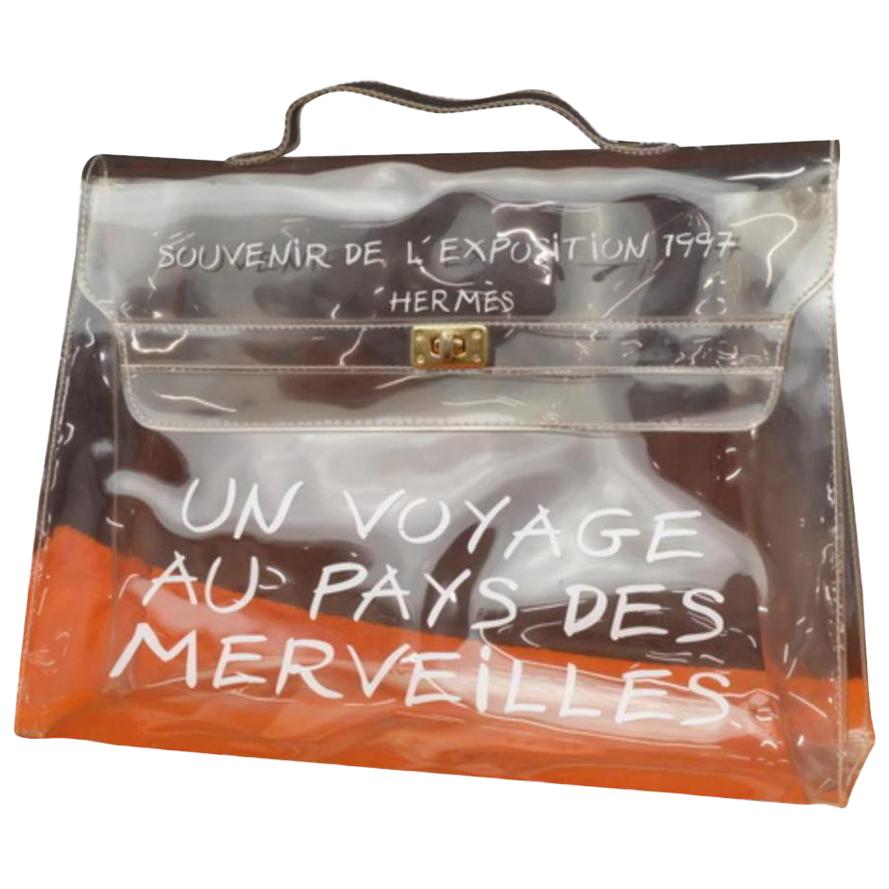 Hermès Kelly Souvenir Limited Edition L'exposition Translucent 231323 Clear X Wh For Sale