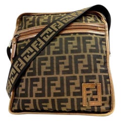 Vintage Fendi Zucca Monogram Monogram Ff Messenger 231326 Brown Canvas Cross Body Bag