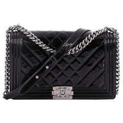 Chanel Boy Flap Bag Chevron Patent New Medium