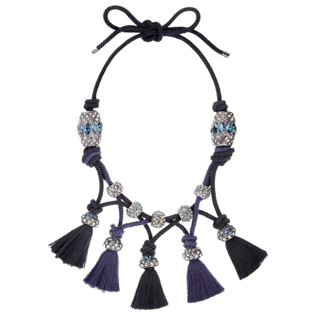 Lanvin Tasseled Knotted Crystal Necklace 