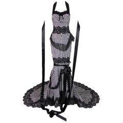 S/S 2006 Dolce & Gabbana Runway Black & White Gingham Lace Gown Dress