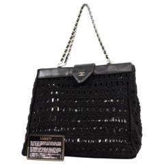 Vintage Chanel Supermodel (Ultra Rare) Woven Mesh Chain Tote 230512 Black Shoulder Bag