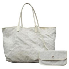 Goyard Chevron Goyardine St Louis with Pouch 232815 White Coated Canvas Tote