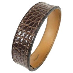 Hermès Brown Alligator Bangle Cuff 233154 Bracelet