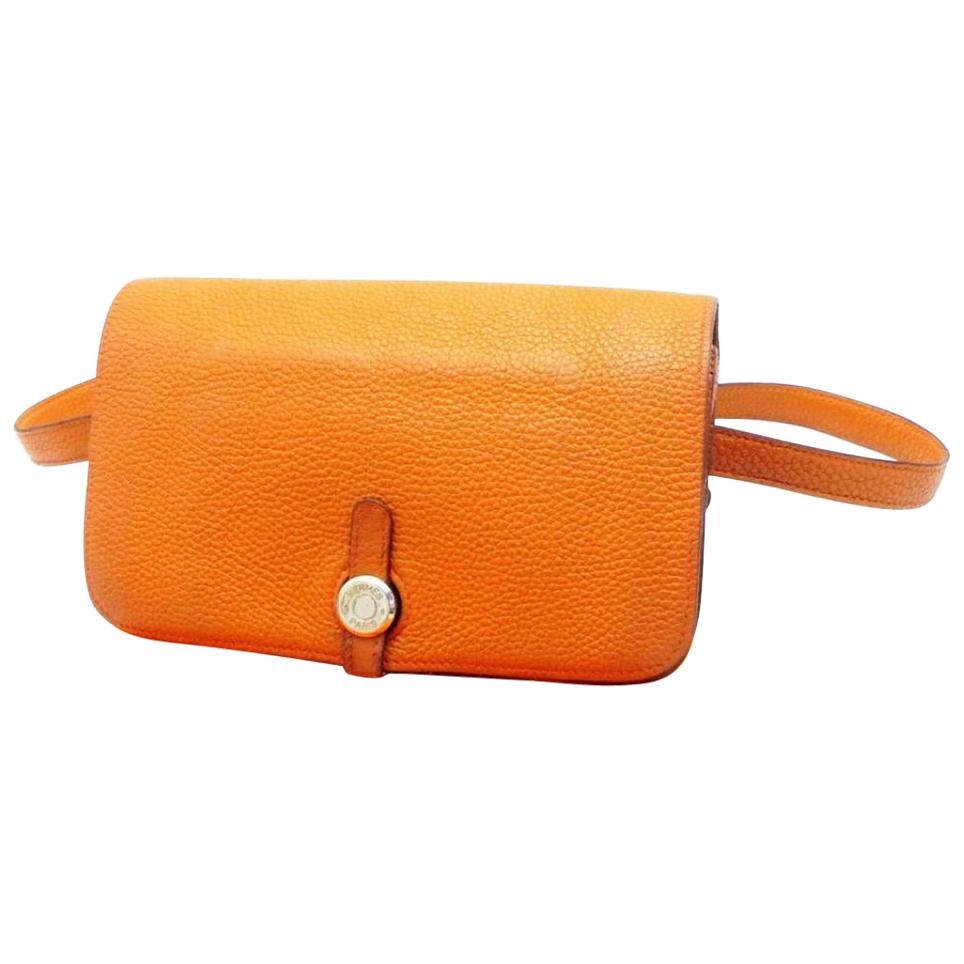 Hermès Dogon Waist Pouch Belt Fanny Pack 230499 Orange Leather Cross Body Bag For Sale