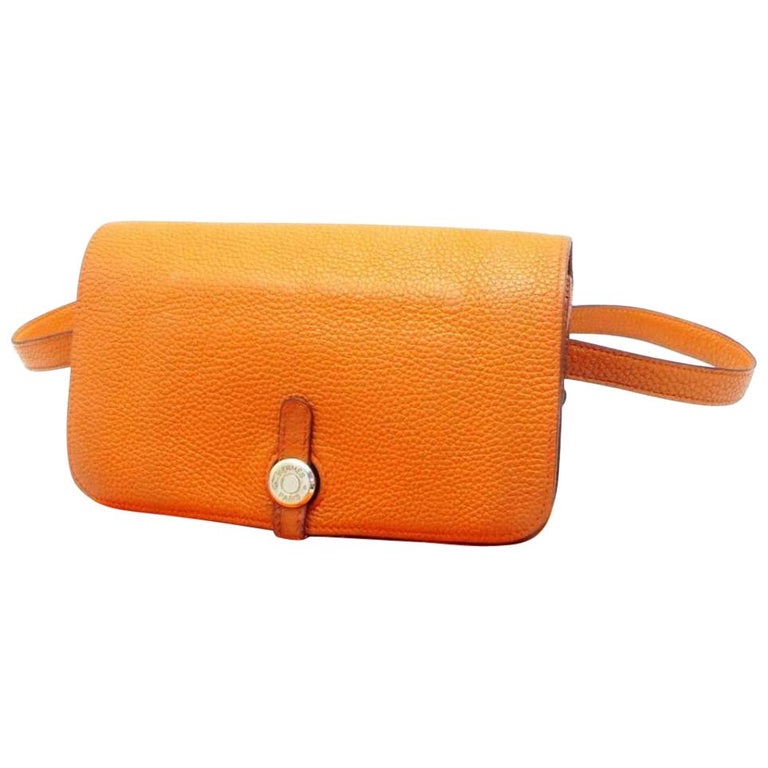 Hermès Dogon Waist Pouch Belt Fanny Pack 230499 Orange Leather Cross