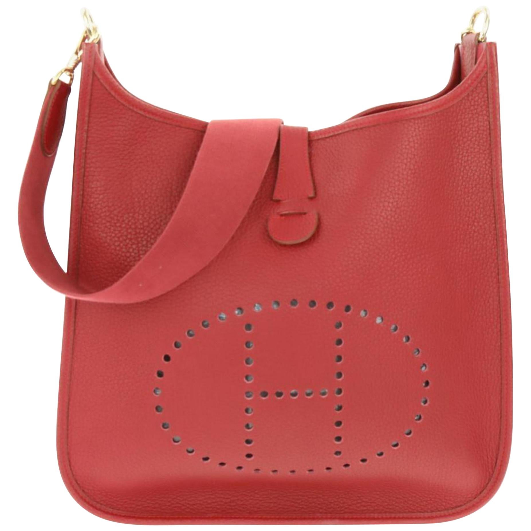 Hermès Evelyne Rouge 230458 Red Leather Shoulder Bag For Sale