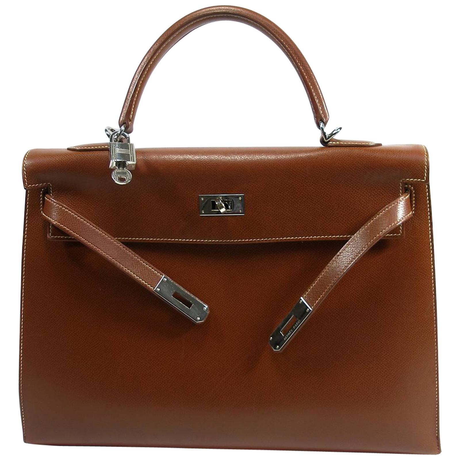 Hermès kelly Bag 2 / 35 cm Sellier Leather Grainé Brown 2003 / Good Condition 