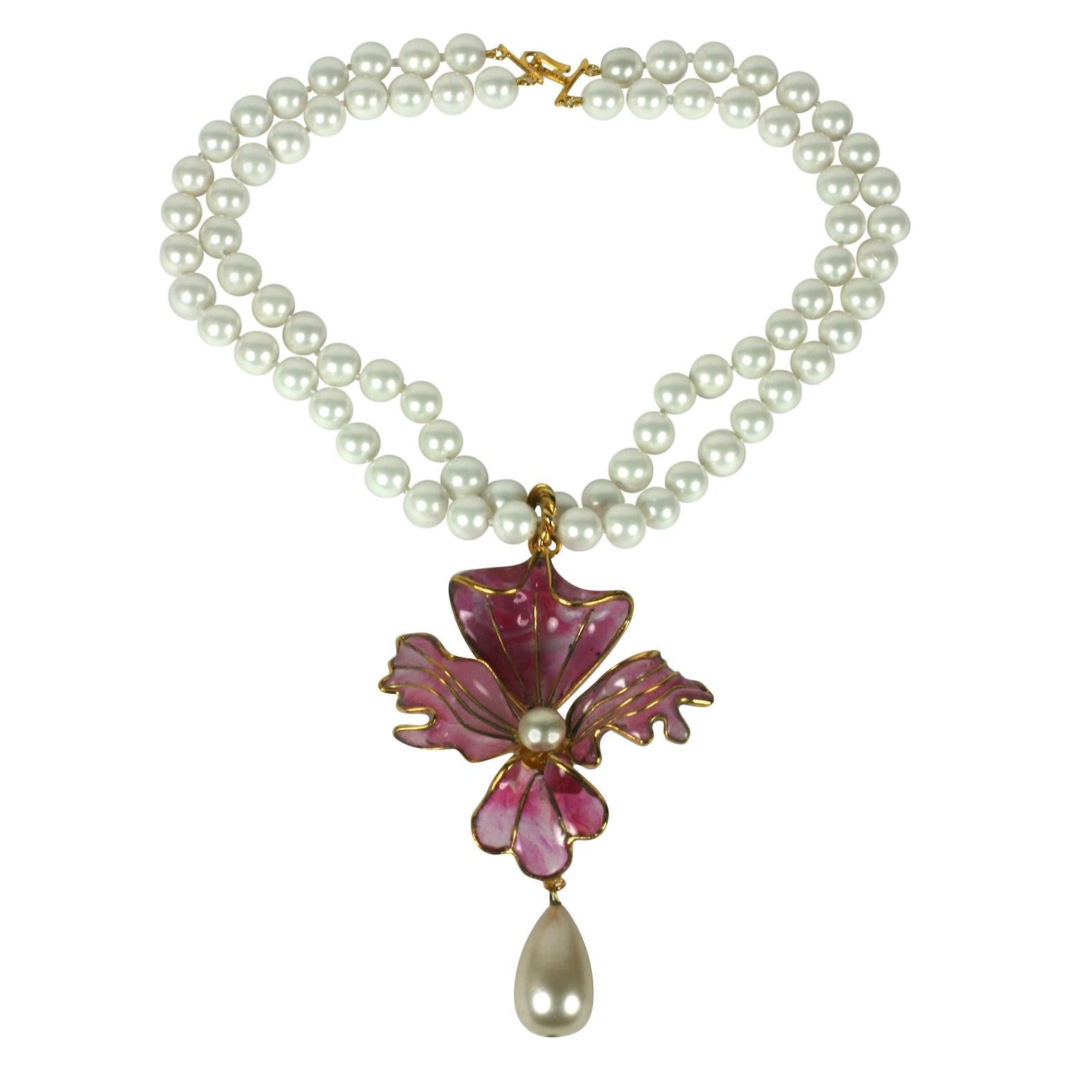 Chanel Poured Glass Orchid Pendant For Sale