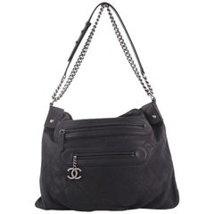 Chanel Paris-Edinburgh Front Zip Hobo Quilted Leather Large