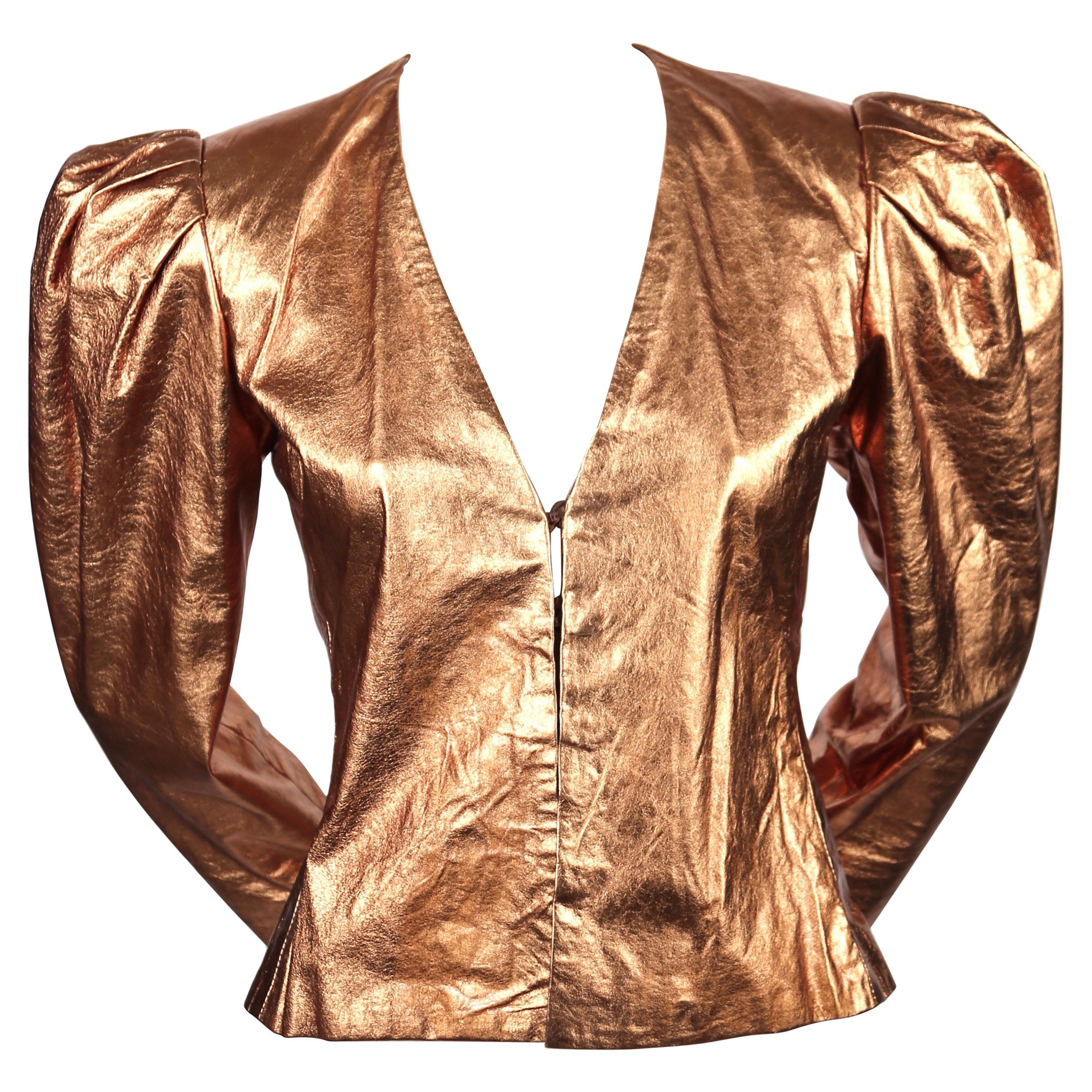 1980's BILL BLASS metallic copper leather jacket