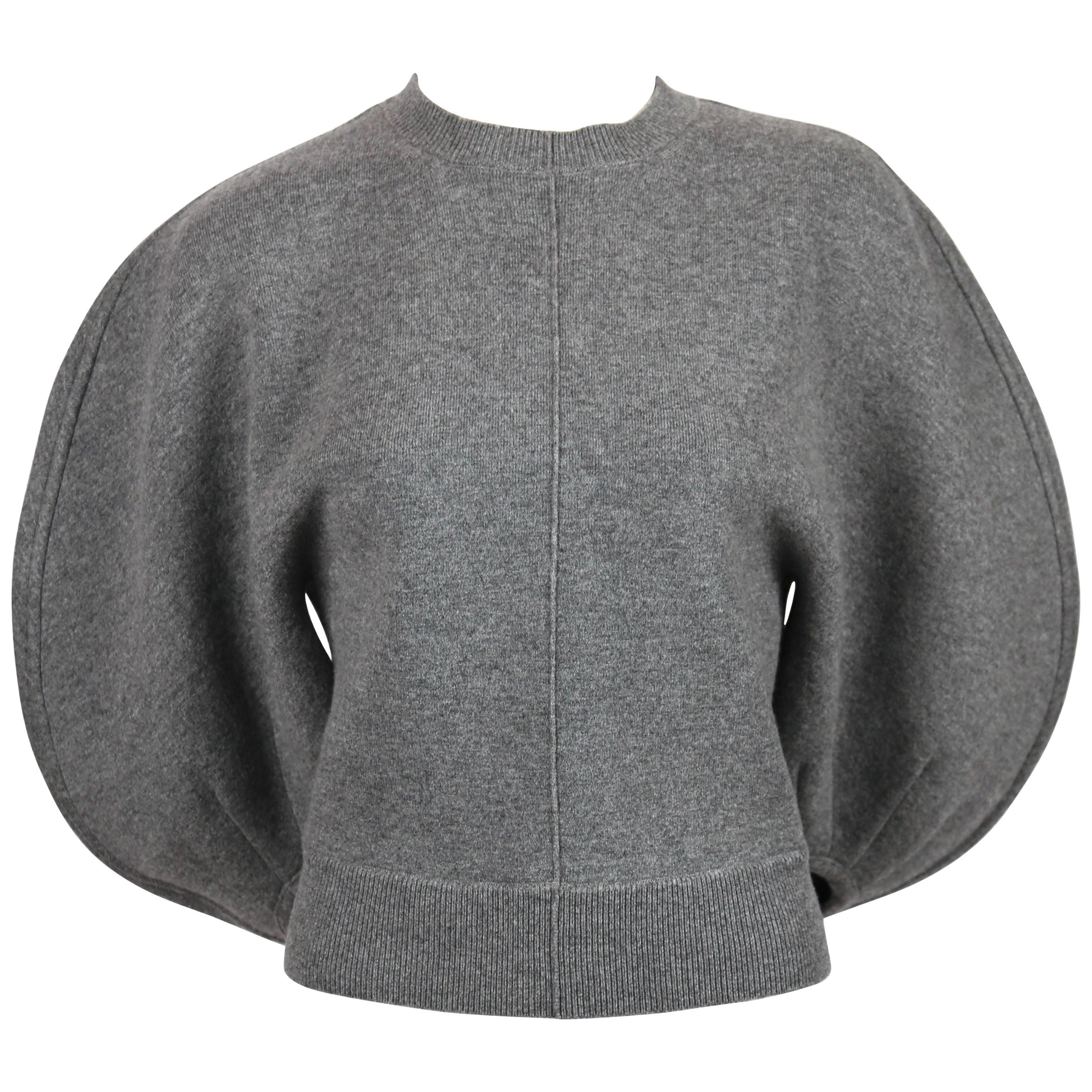 CELINE by PHOEBE PHILO charcoal grey sweater with rounded sleeves