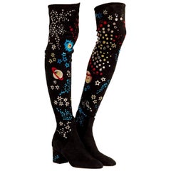 Valentino Garavani - Bottes montantes en daim extensible « Astro Couture », neuves, taille 39 - 8,5