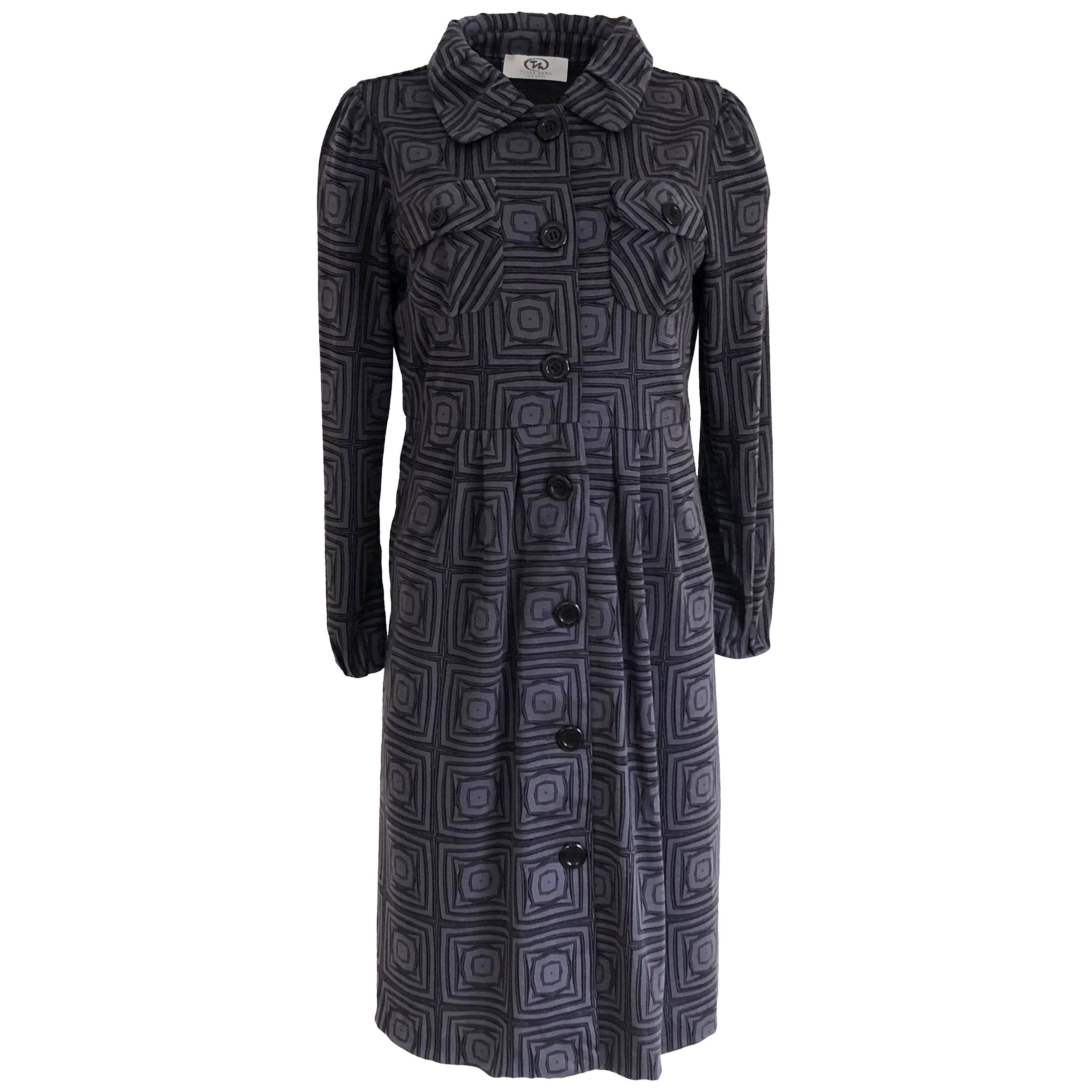 Flora Kung printed wool jersey knit NWT coat dress  For Sale