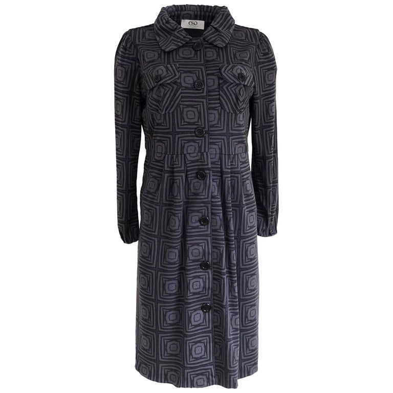 Flora Kung printed wool jersey knit NWT coat dress For Sale at 1stDibs