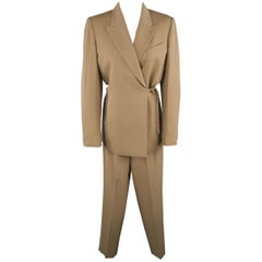 Vintage JEAN PAUL GAULTIER Size 8 Khaki Tied Double Breasted Pants Suit