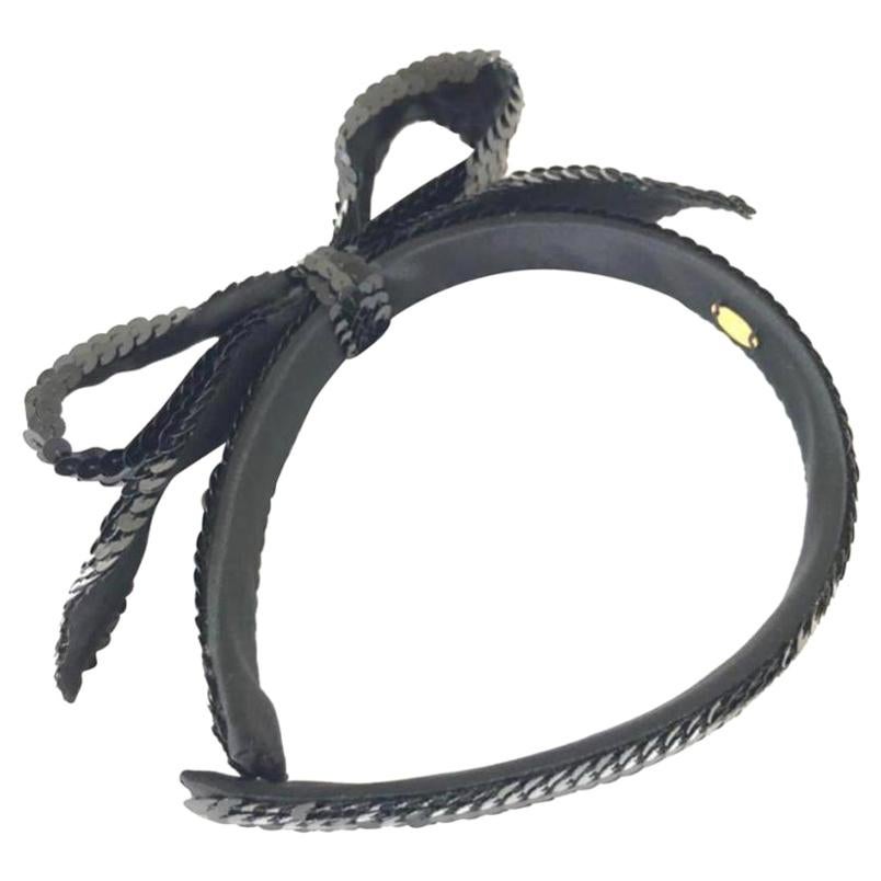 Chanel Black Sequion Bow Headband 232757 Hair Accessory For Sale