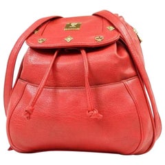 MCM Studded 232818 Red Leather Backpack