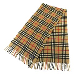 Vintage Burberry Beige Cashmere Classic Nova Check 231395 Scarf/Wrap