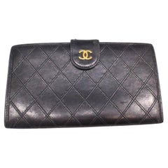 Chanel Quilted Lambskin Bifold Long Flap Wallet 230169 Black Leather Clutch