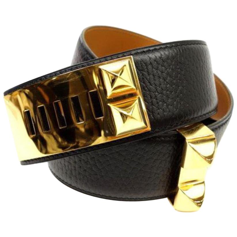 Hermès Black Medor Collier De Chien Cdc 223625 Belt For Sale